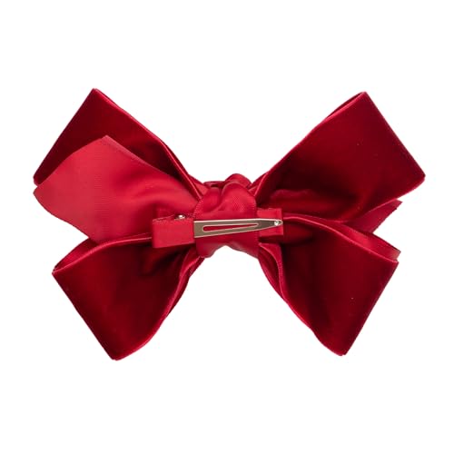 Velvet Hair Bows with a Knot Wrap Center on a Clip, 6 Inch, Red U837837