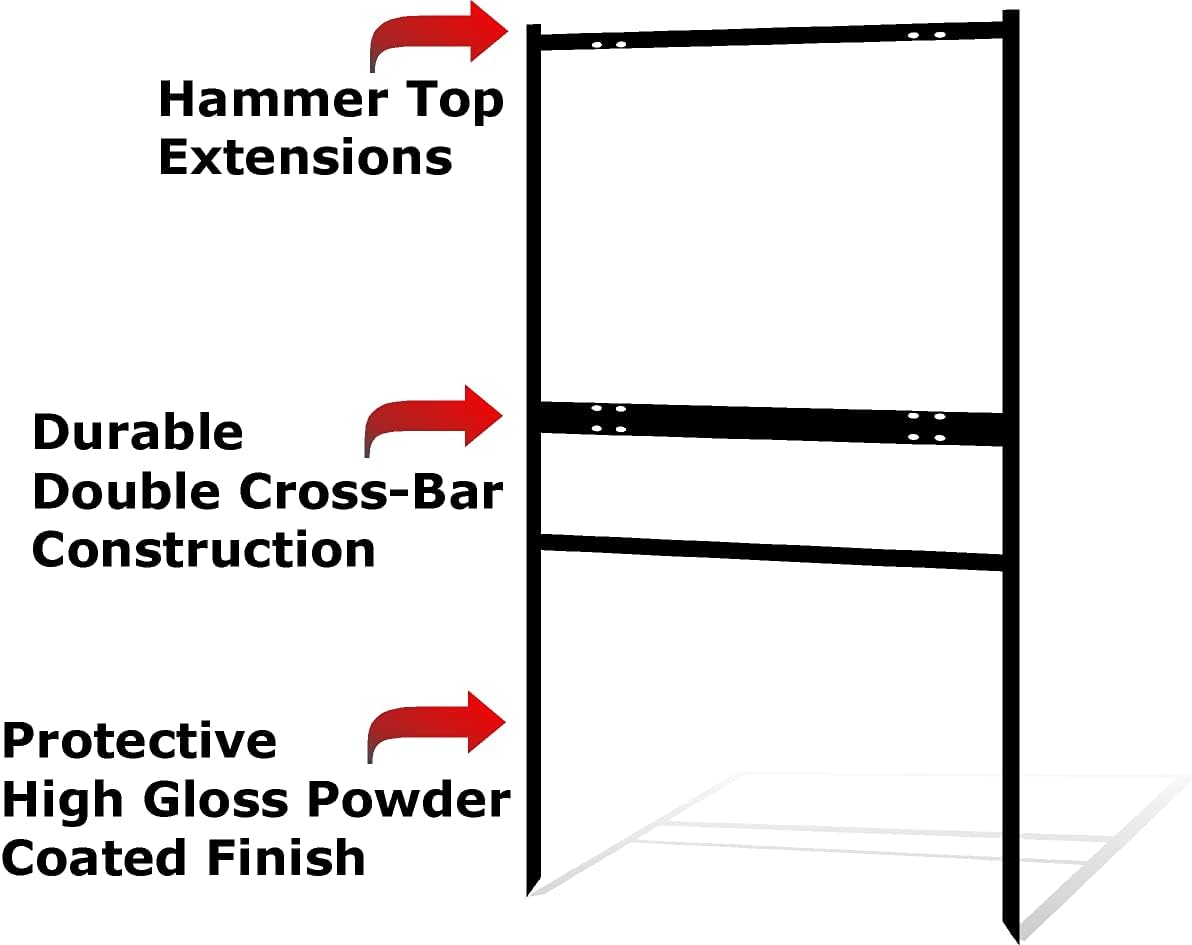 18 x 24 Metal H-Frame Yard Sign with Rider, Black (Pack of 3) W5590
