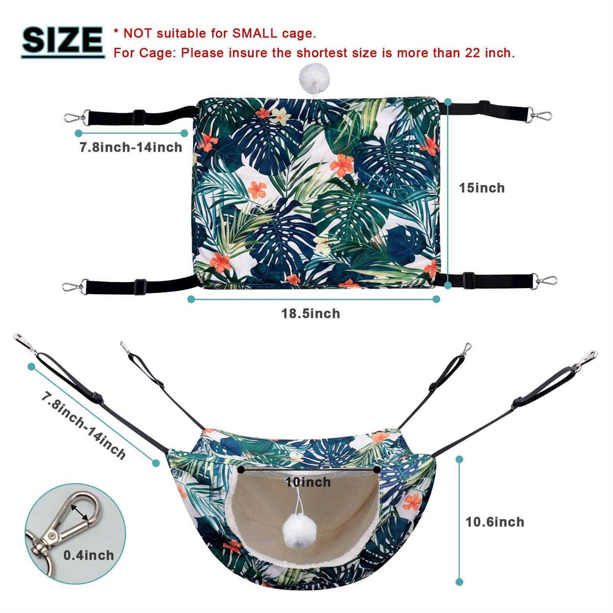 Cat Cage Hammock Double Layer Plush Hanging Pet Bed L5237