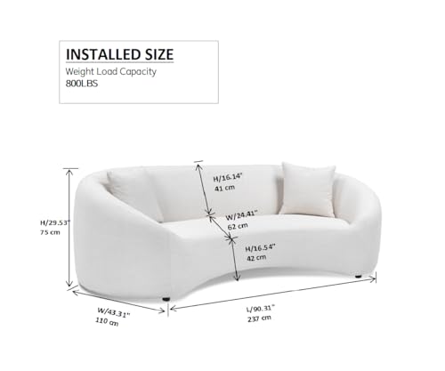 Light Gray Chenille Velvet 3 Seater Curved Sofa V825970