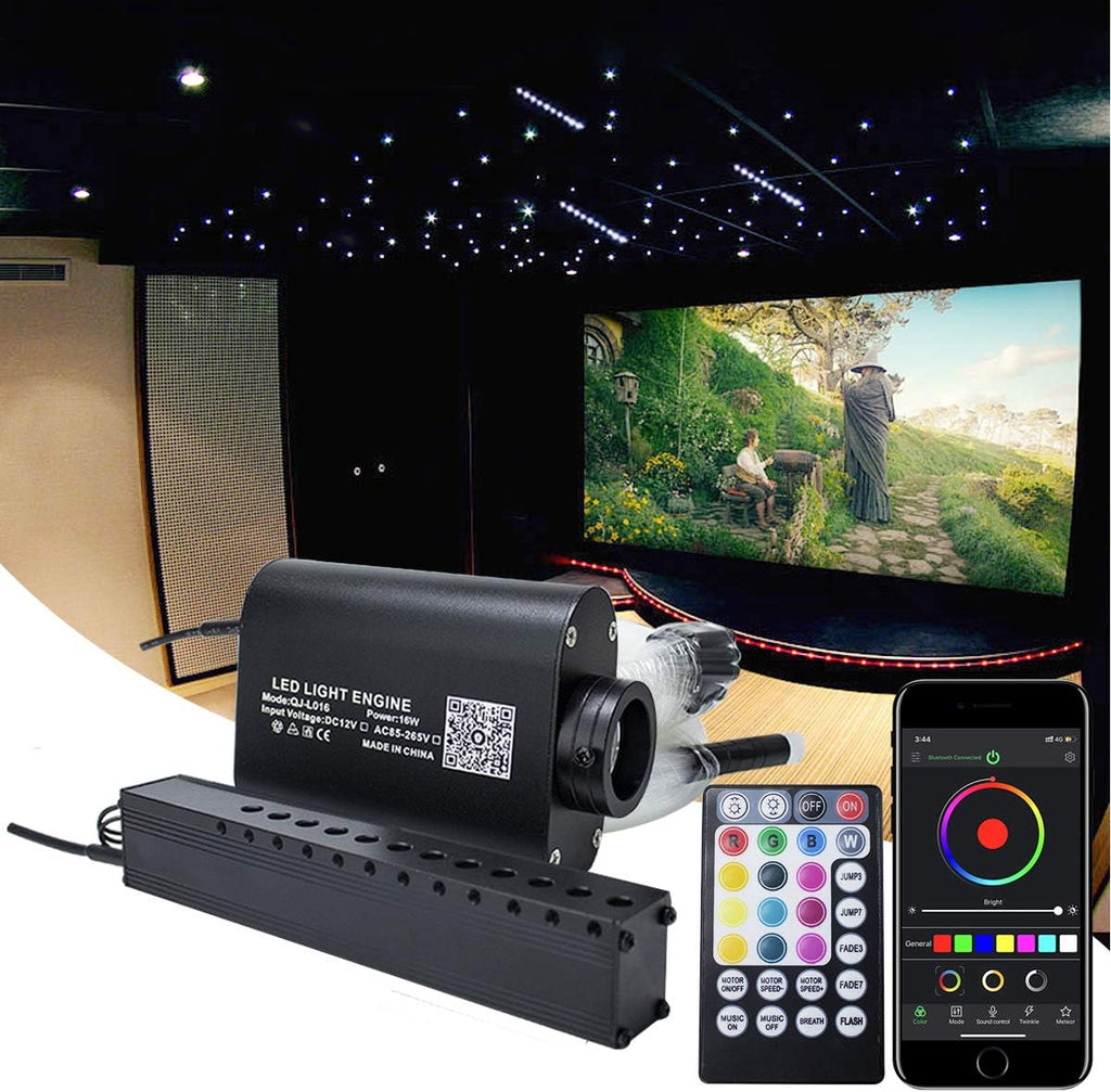 16W Fiber Optic Lights Starlight Headliner Light Kit with Remote Control, 150pcs 6.5ft Optical Fiber Cable Strands G318