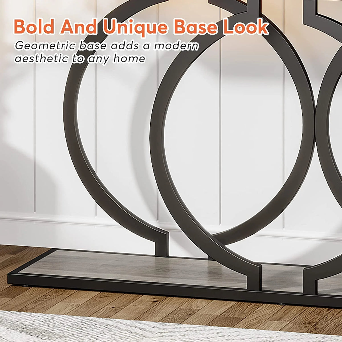 55" Console Sofa Table with Geometric Metal Frame R27029