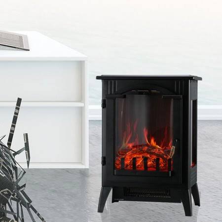 Electric Fireplace Stove with 3D Flame, Metal Black 1500W 750W L1980