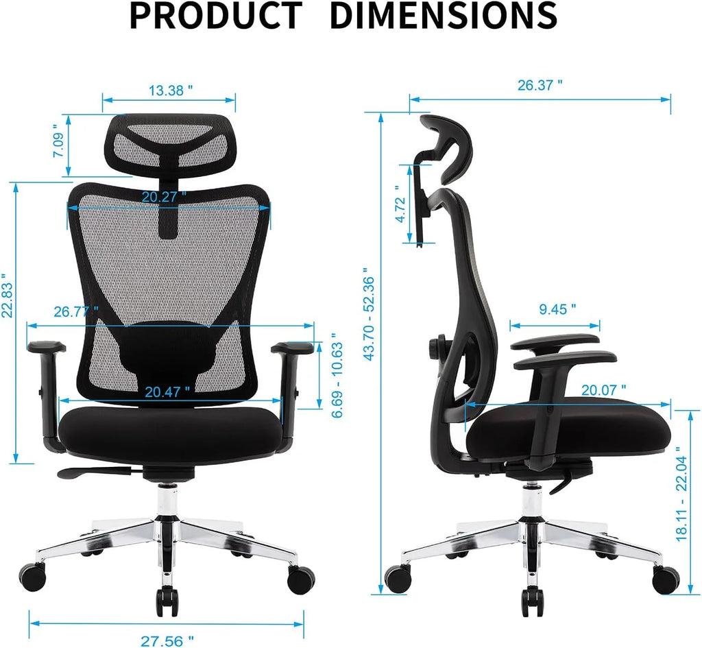 Ergonomic High Back Mesh Office Chair with Lumbar Support and Headrest Black I9835