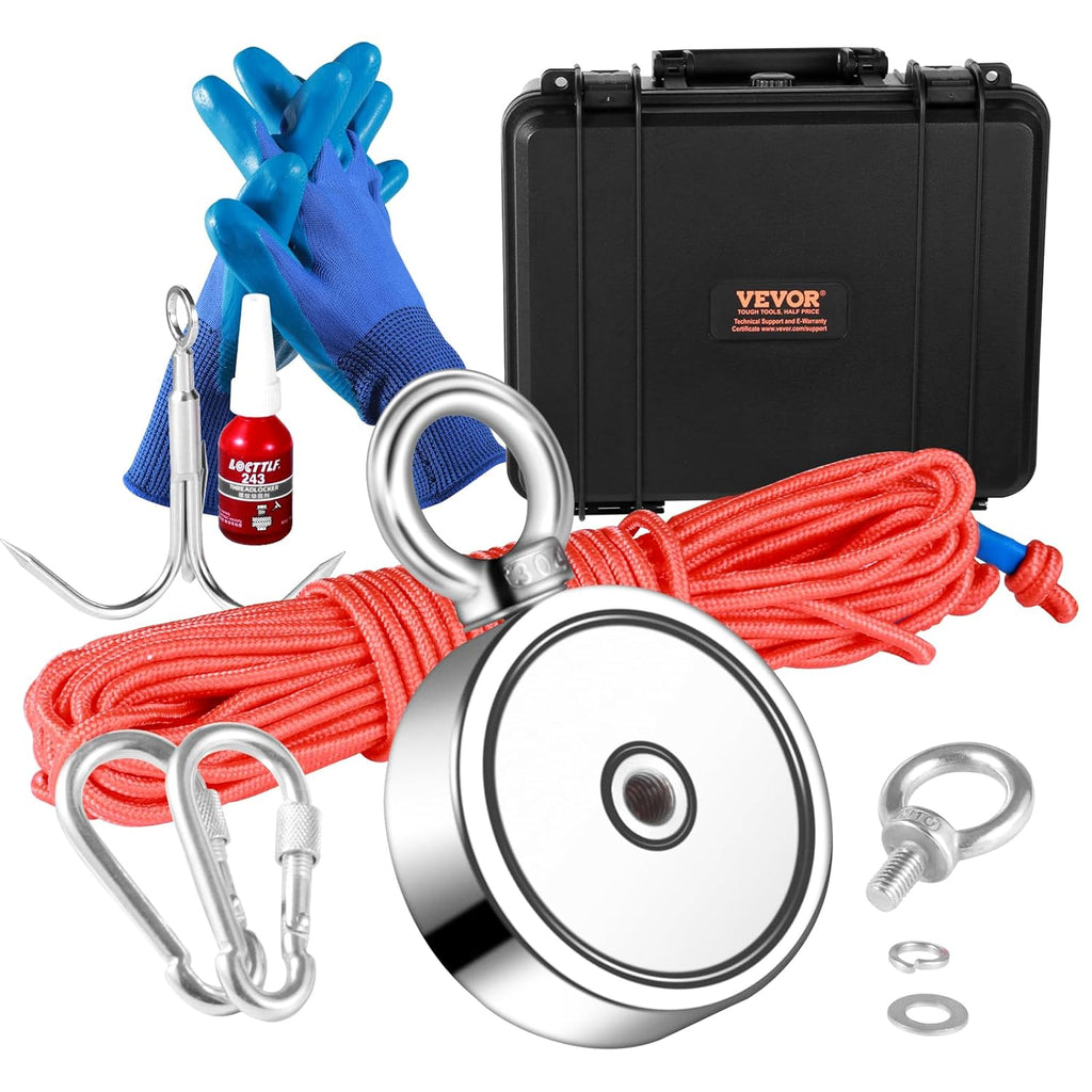1200 LBS Double Sided Neodymium Magnet Fishing Kit with 65 FT Rope V309510