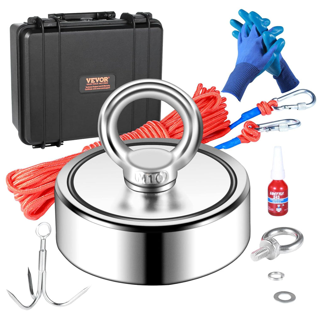 1200 LBS Double Sided Neodymium Magnet Fishing Kit with 65 FT Rope V309510
