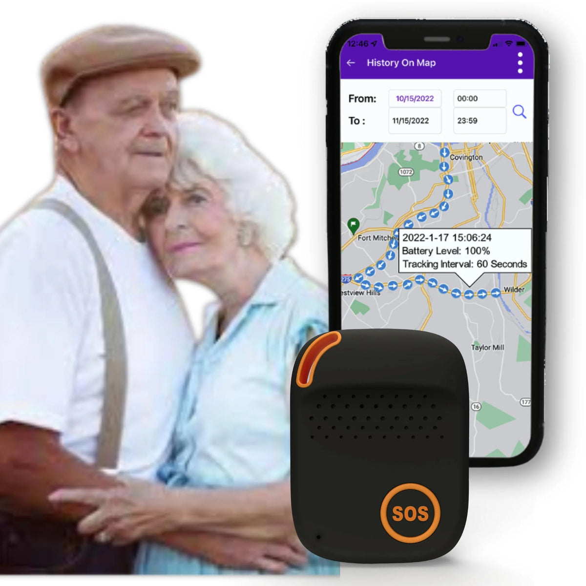Elderly Fall Alert Monitoring SOS Button GPS Tracker Q97127