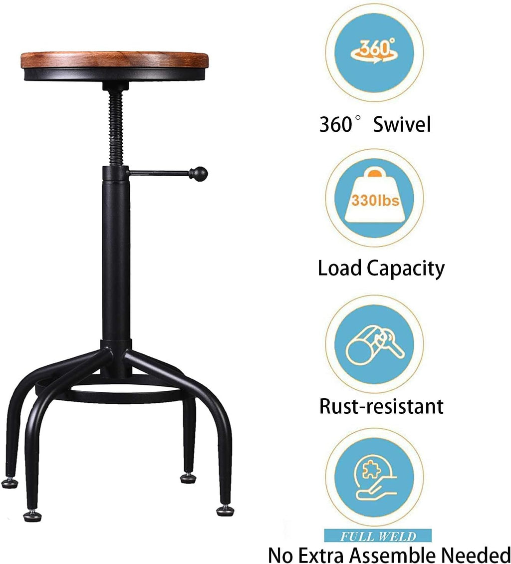 Set of 2 Adjustable Swivel Metal Barstools M7779