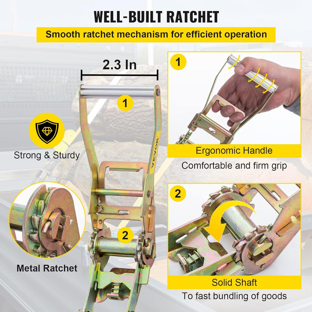 12 Pcs Polyester Ratchet Tie Down Strap Kit Grey A4482