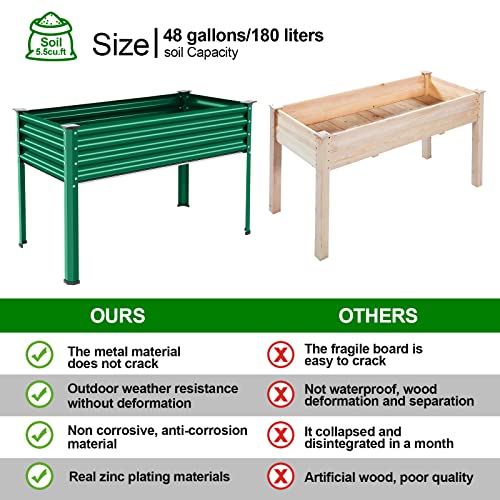 Galvanized Raised Garden Bed with Legs, Oval Large Metal Raised Garden Beds X931