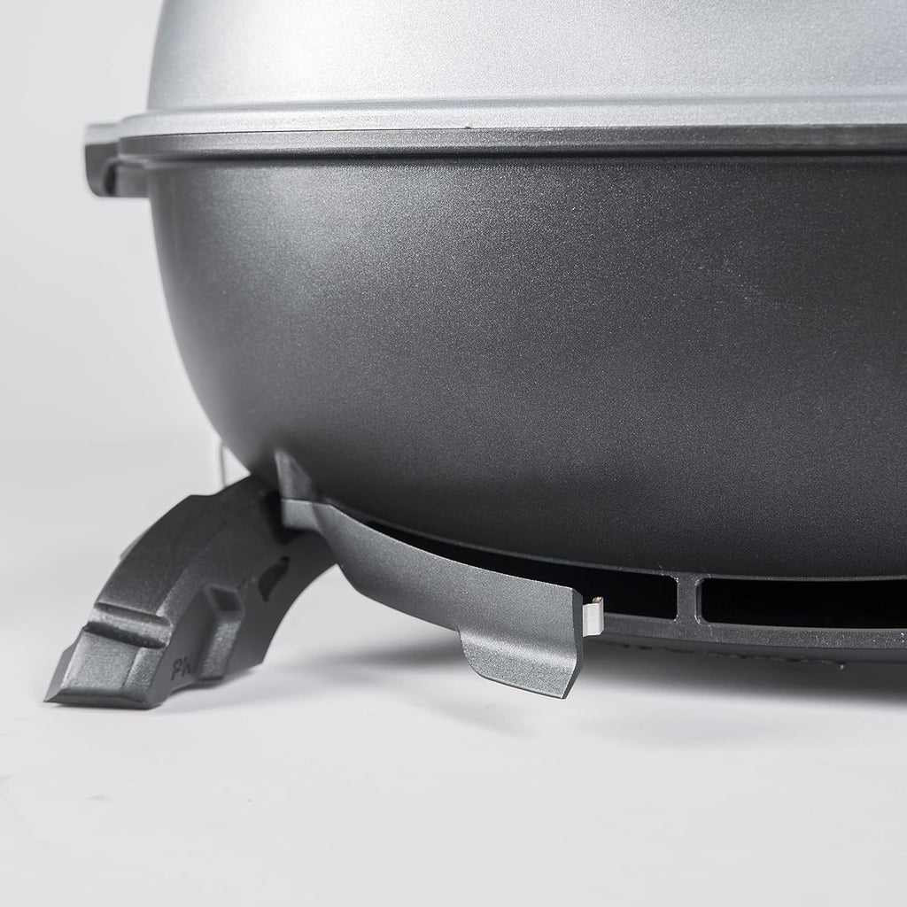 Portable Charcoal BBQ Grill and Smoker with Lid, Cast Iron Aluminum Outdoor Cooking Mini Barbecue Grills, Grey Q782805