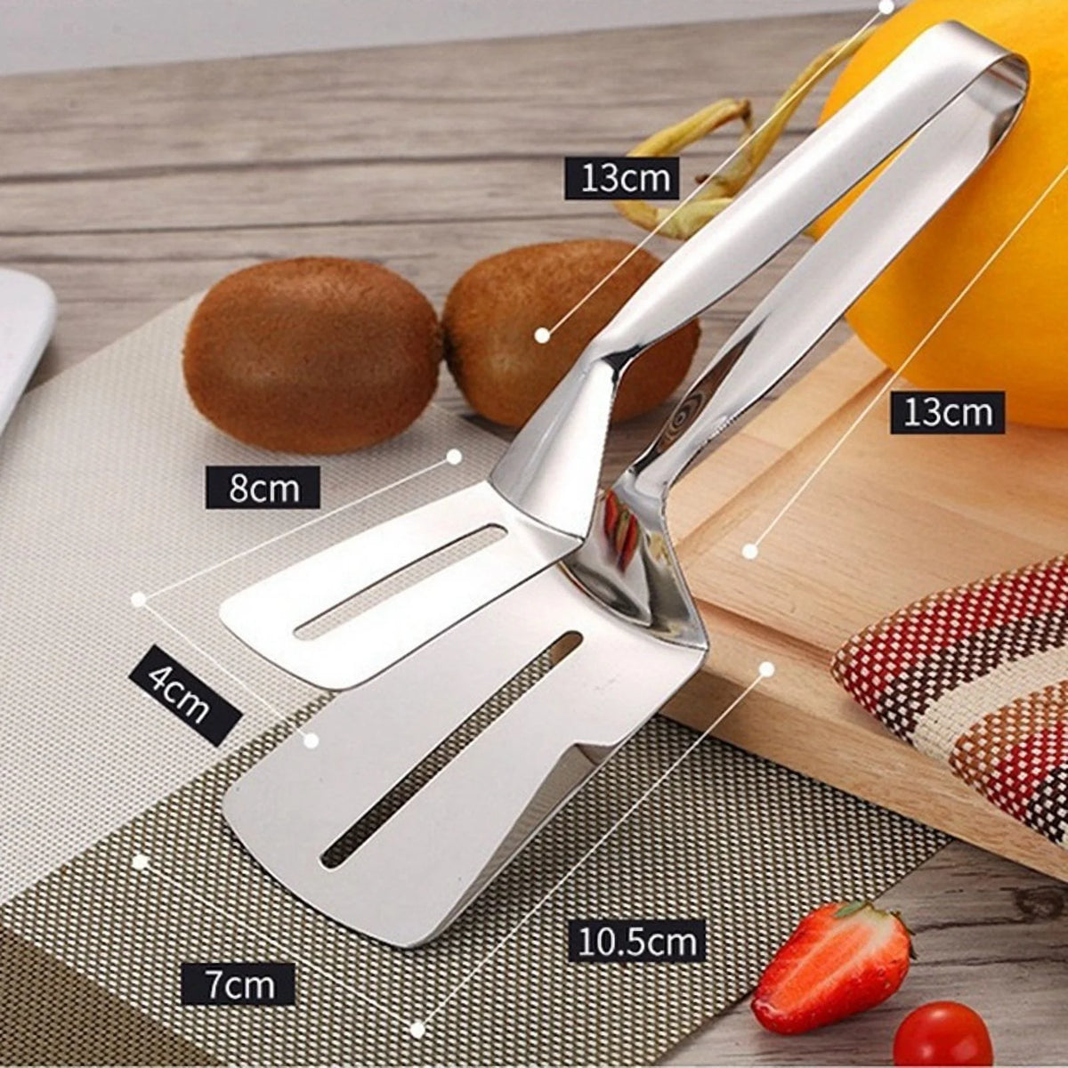 Stainless Steel Double-Sided Shovel Clip Kitchen Tongs V7785