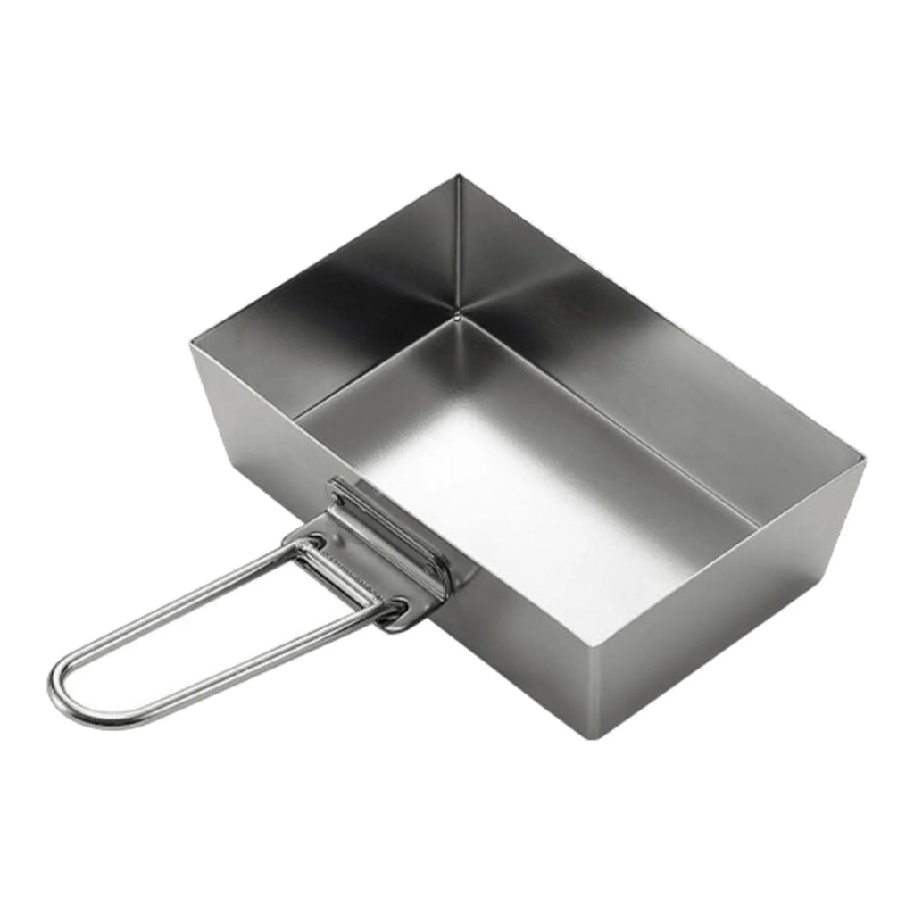 Stainless Steel Frying Pan Camping Pot with Lid Foldable Handle Cookware T321