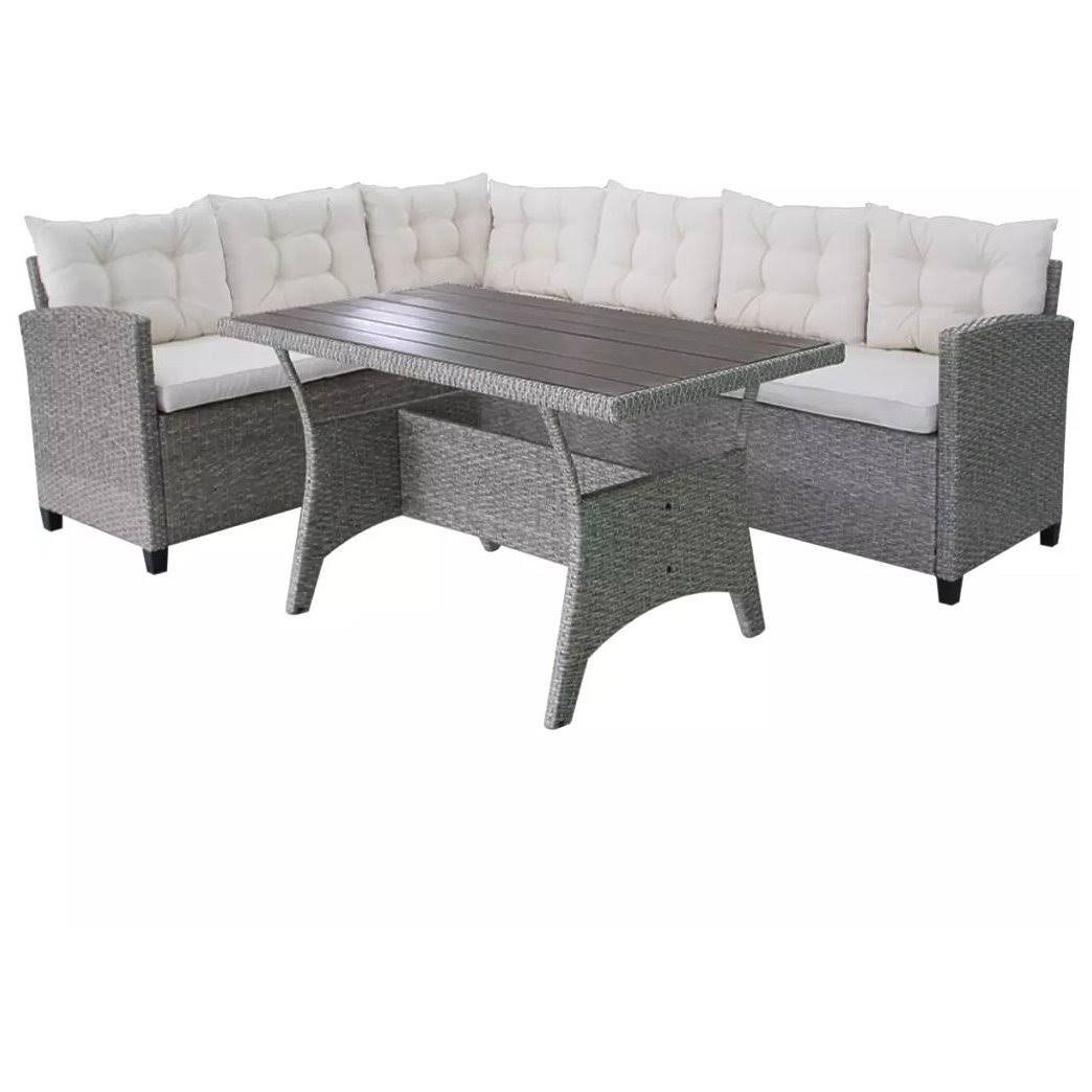 Gray Poly Rattan Garden Corner Sofa Set 12 Piece K412941