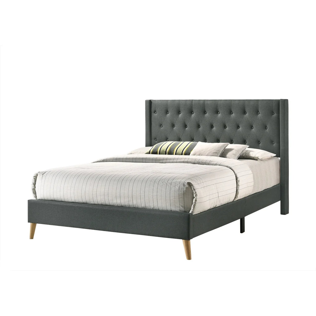 Gray Full Tufted Panel Bed Y578623