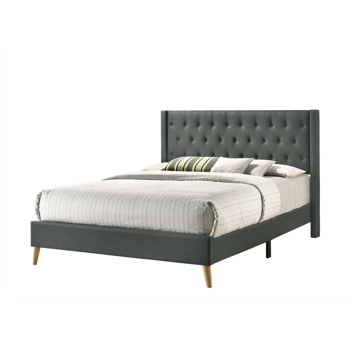 Gray Full Tufted Panel Bed Y578623