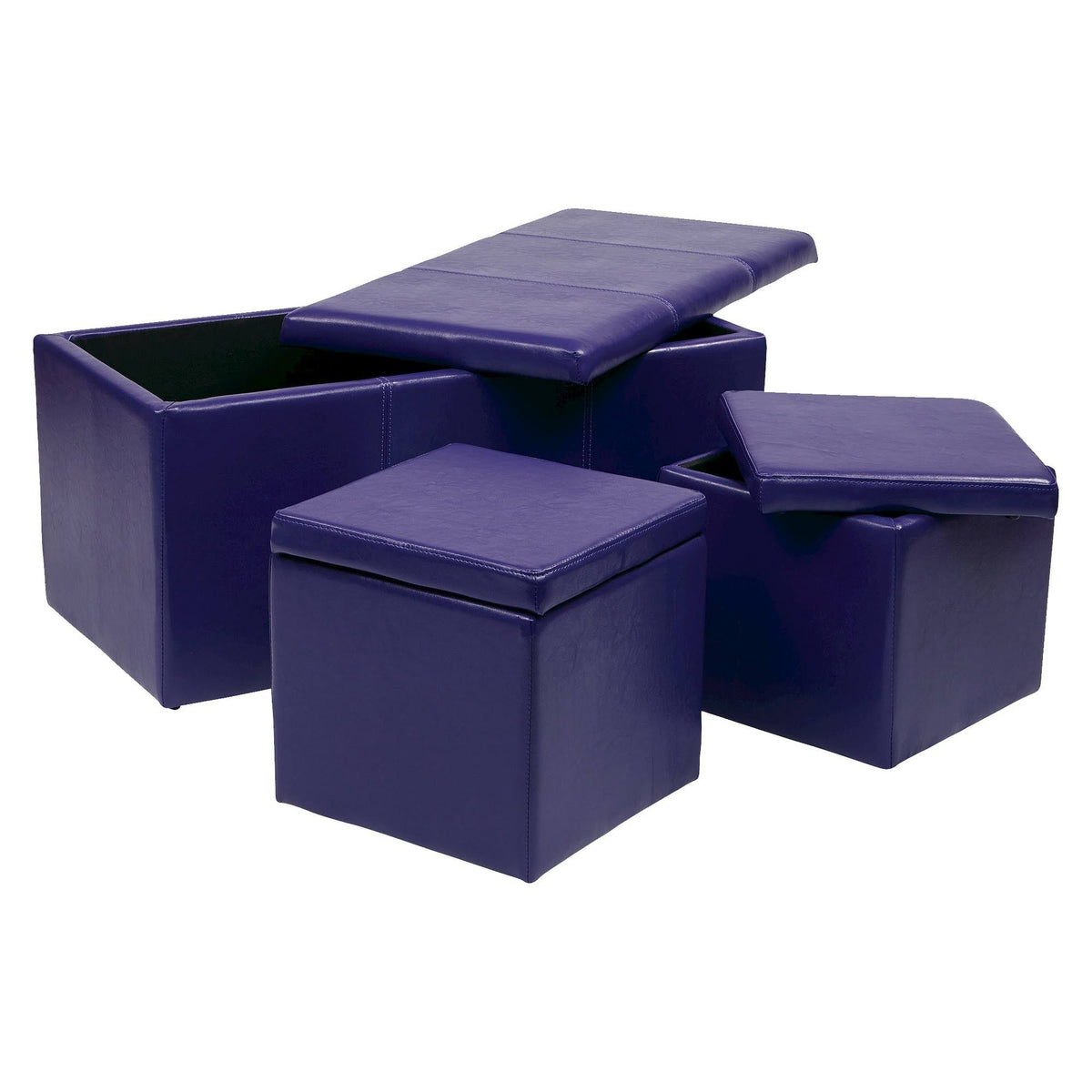 Purple Vinyl Ottoman Set R37033