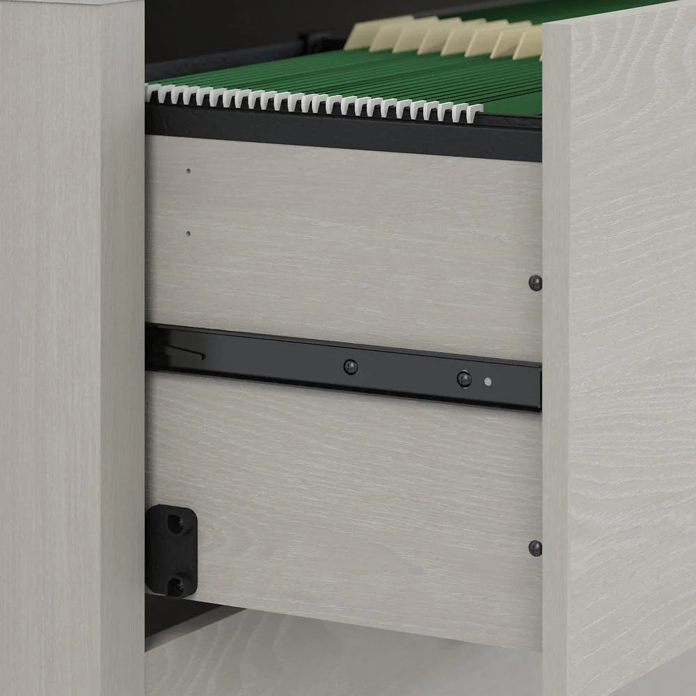 Gray Sand Desk and Credenza with Drawers O448226