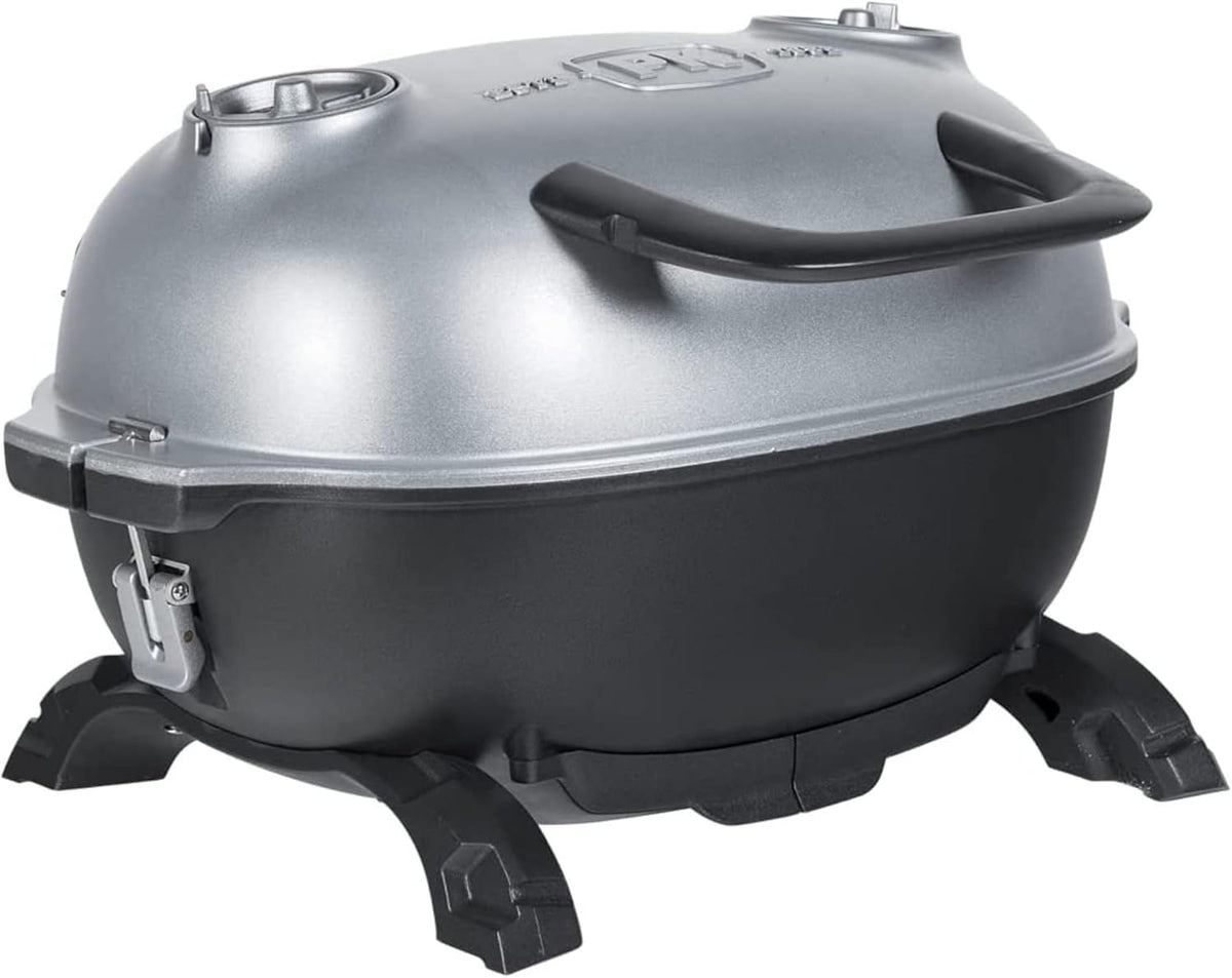 Portable Charcoal BBQ Grill and Smoker with Lid, Cast Iron Aluminum Outdoor Cooking Mini Barbecue Grills, Grey Q782805