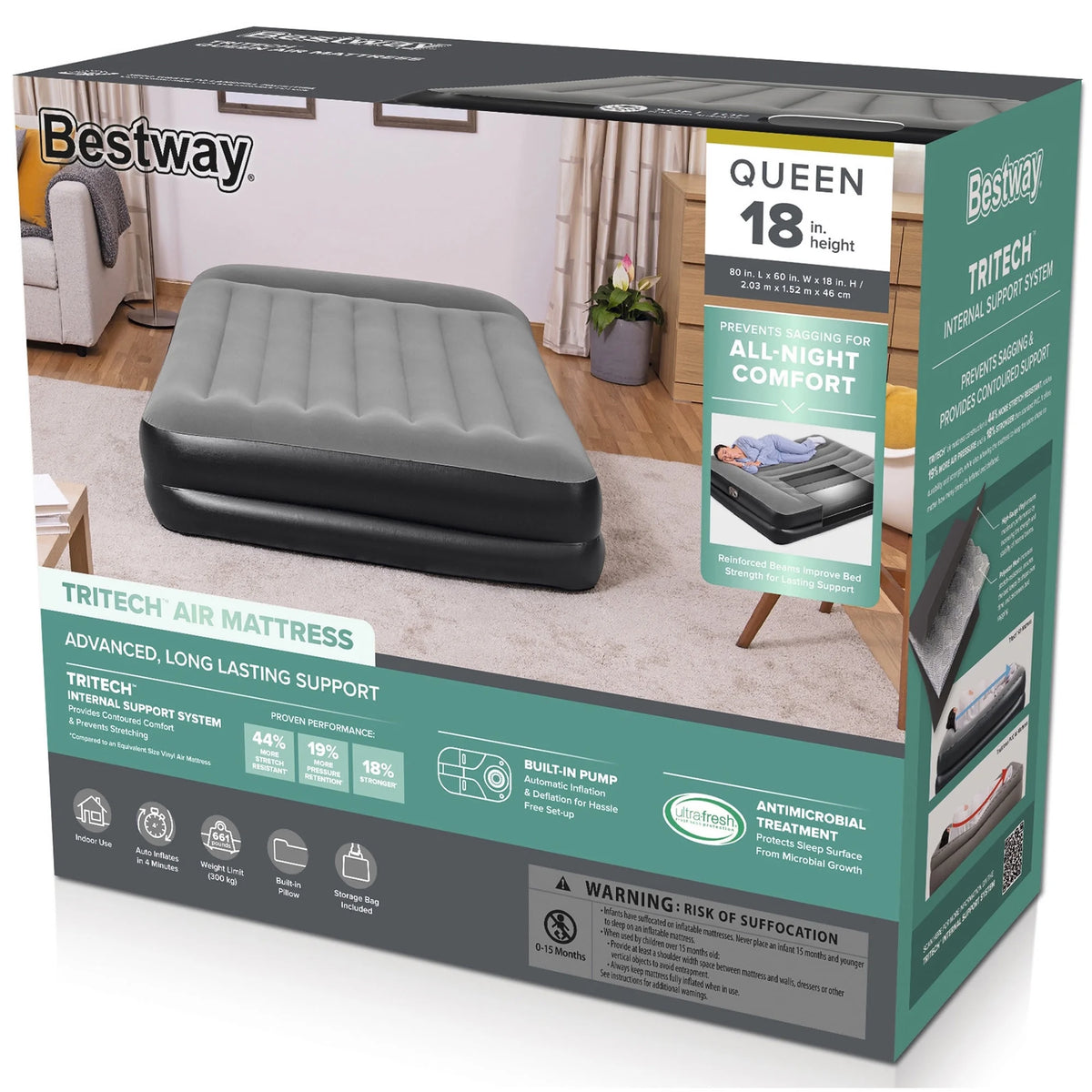 Queen 18 Air Mattress with Built-in AC Pump J272