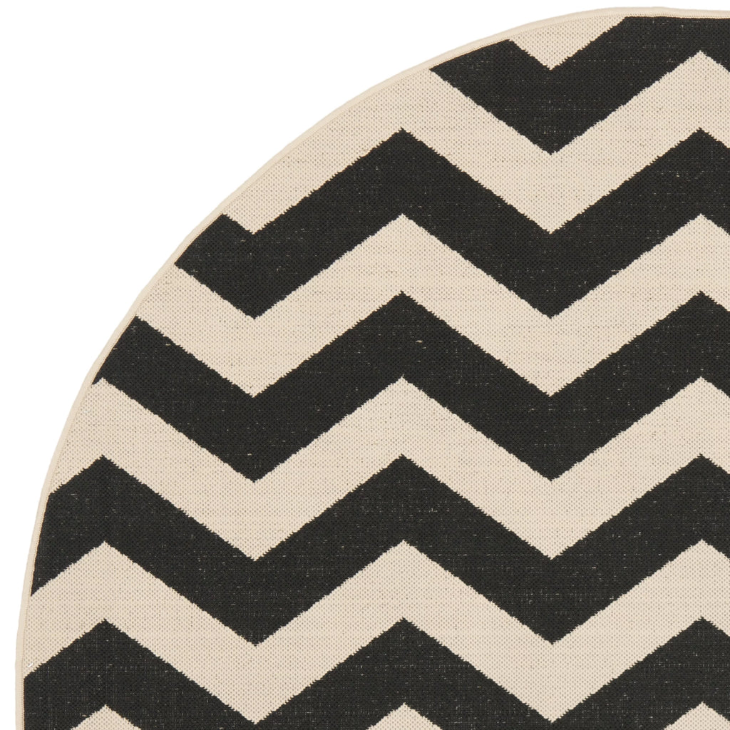 Black Beige Round Indoor/Outdoor Area Rug K3375