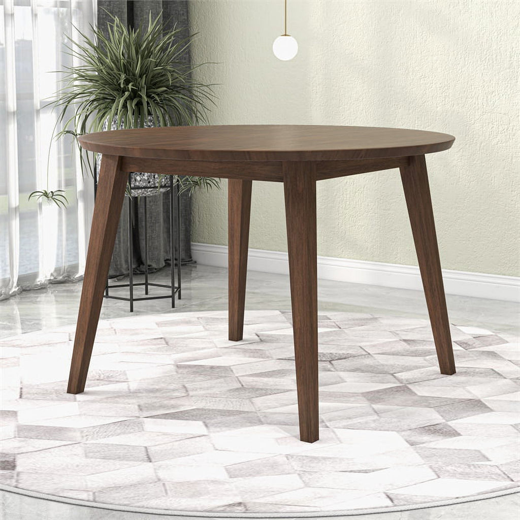 Brown Round Solid Wood Dining Table O480396