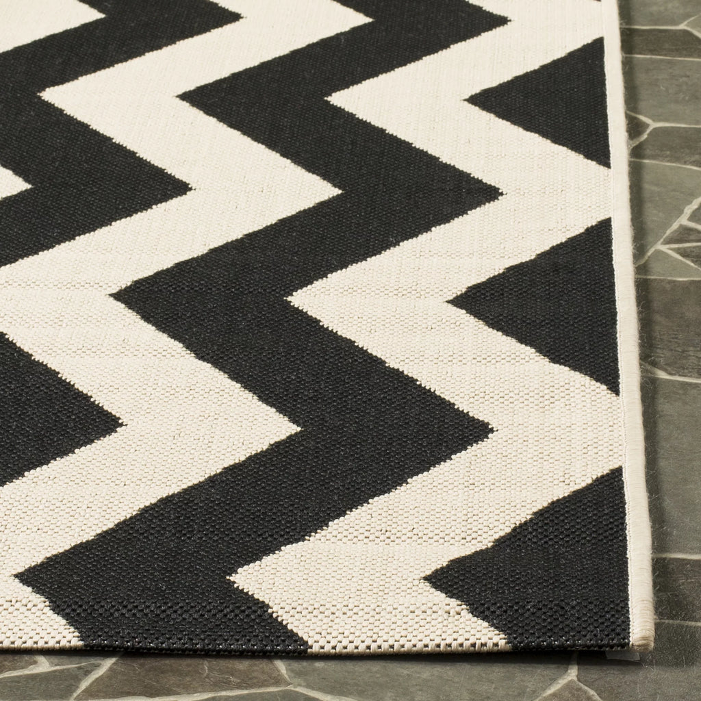 Black Beige Round Indoor/Outdoor Area Rug K3375