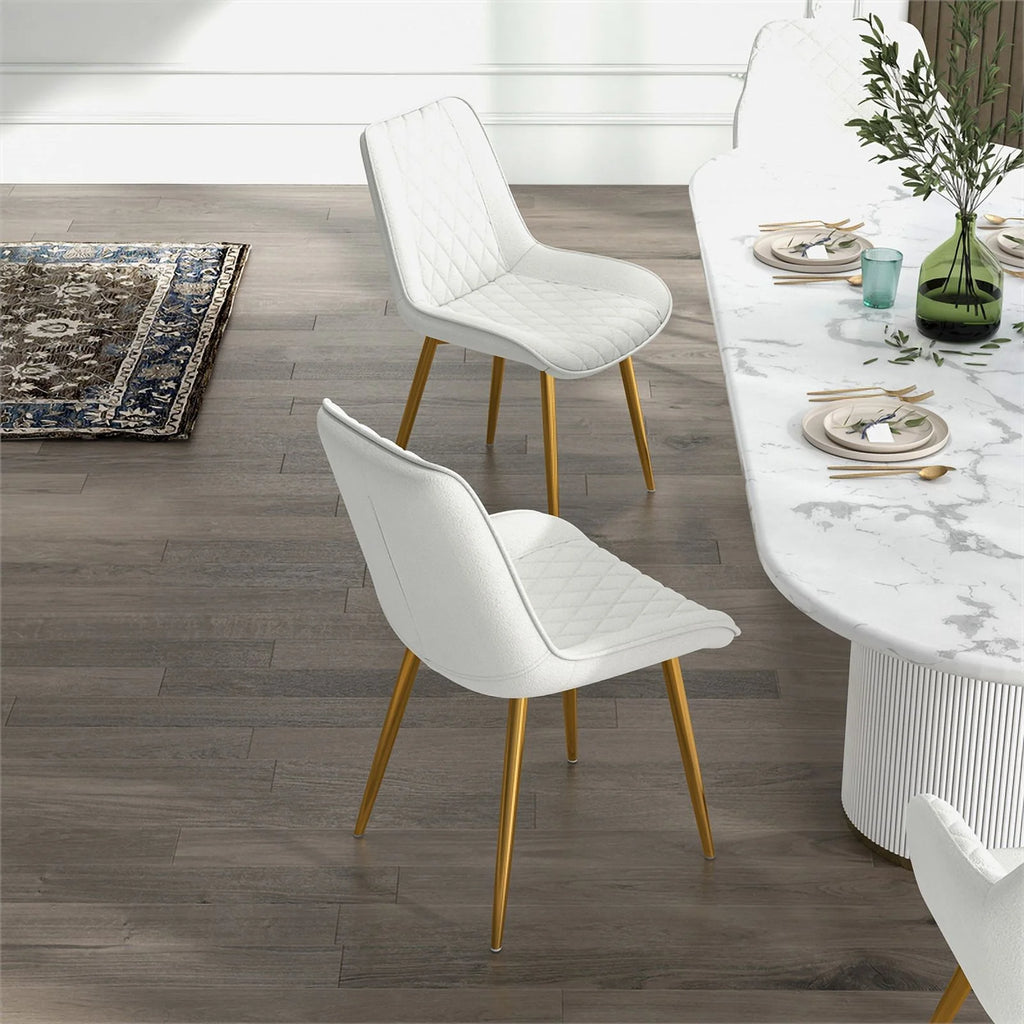 Cream Boucle Fabric Dining Chair Set of 2 Y57041