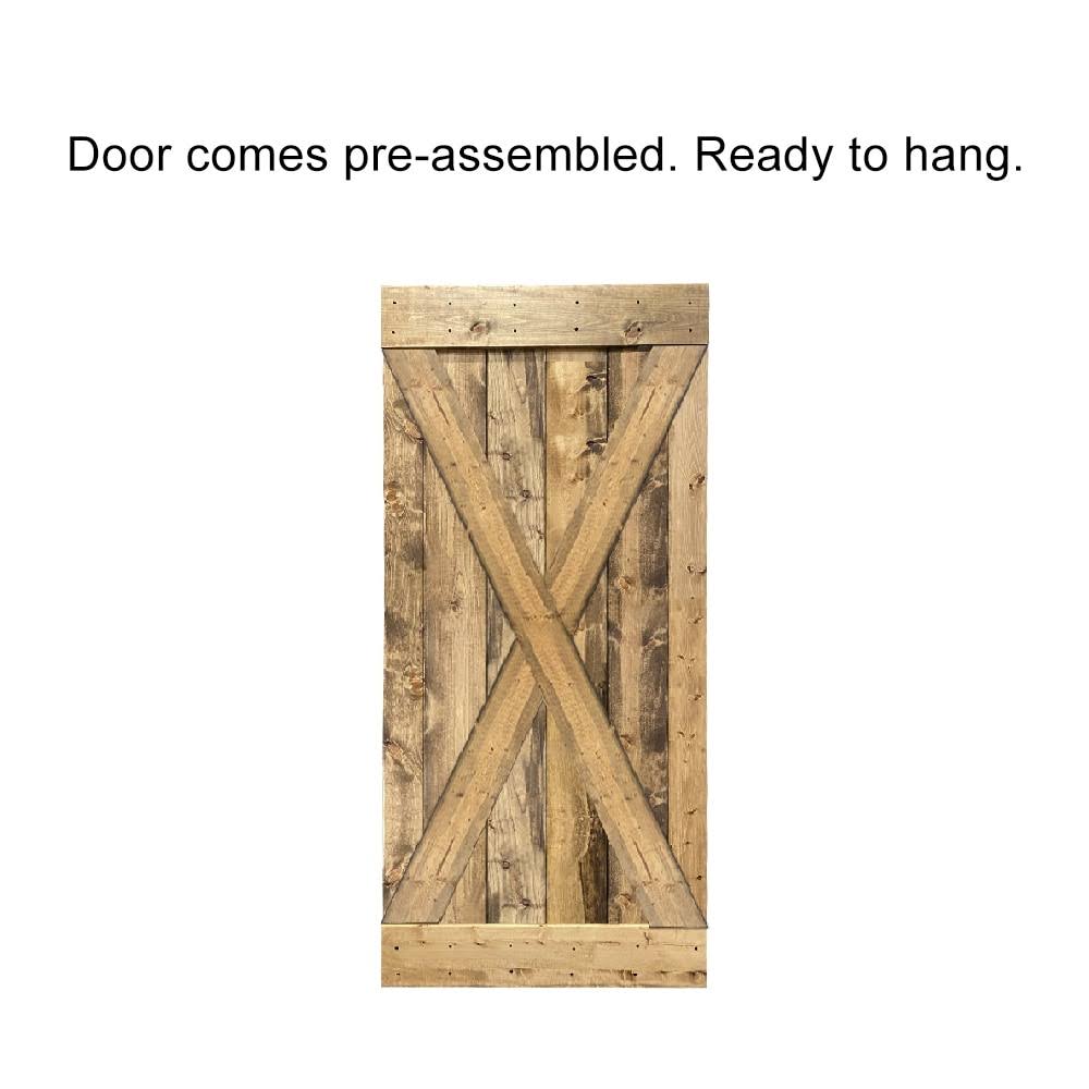 Sage Green Stained Wood Interior Sliding Barn Door with Hardware Kit N30050