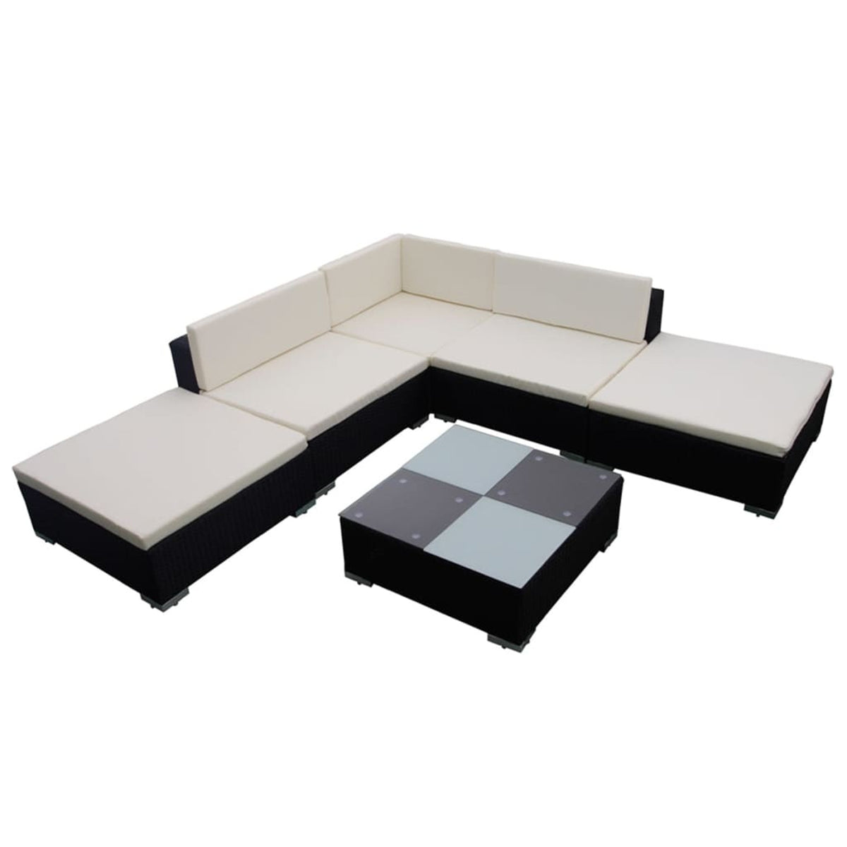6 Piece Poly Rattan Patio Set with Cushions A2082