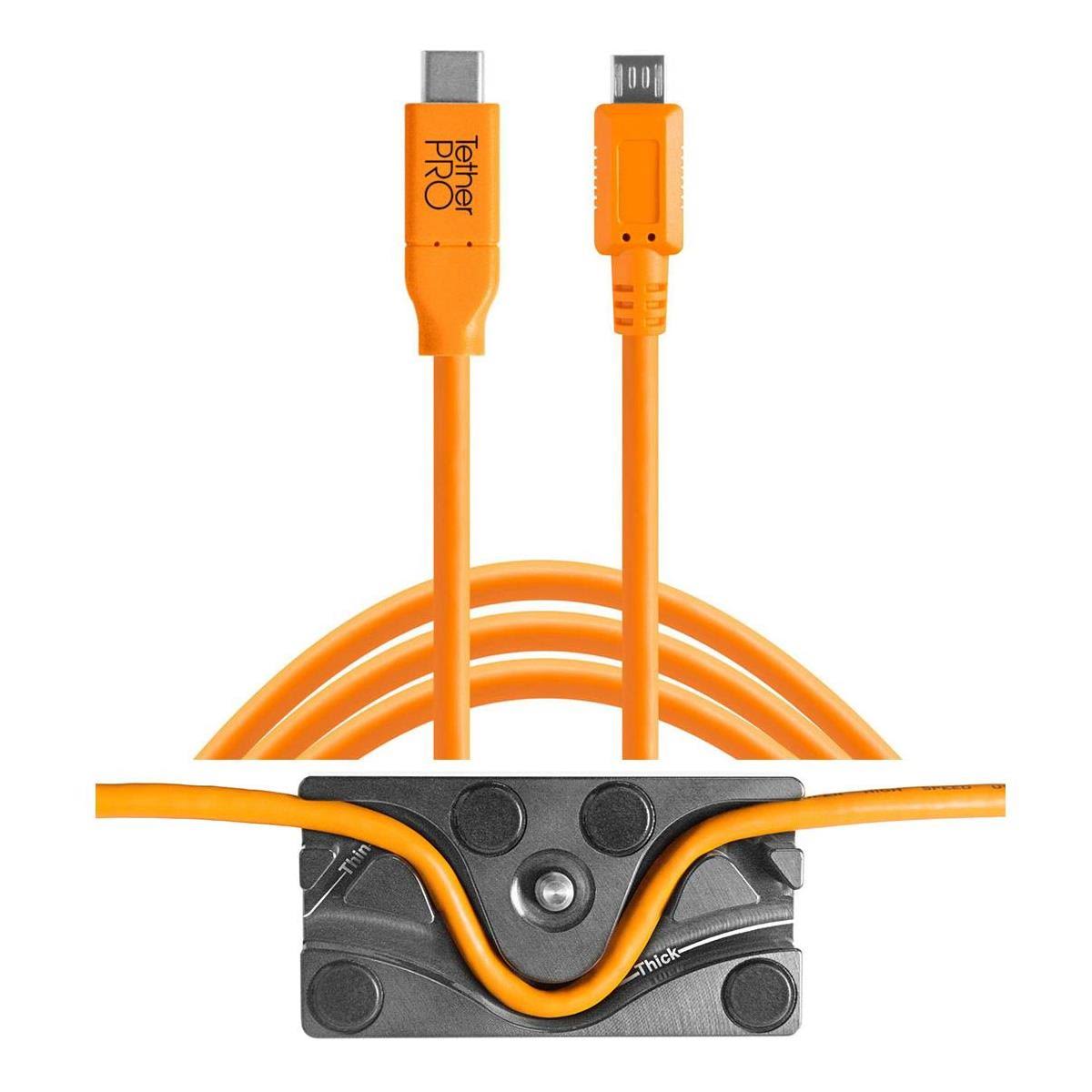 Orange USB-C to Micro-USB 2.0 B 5-Pin Cable J6524