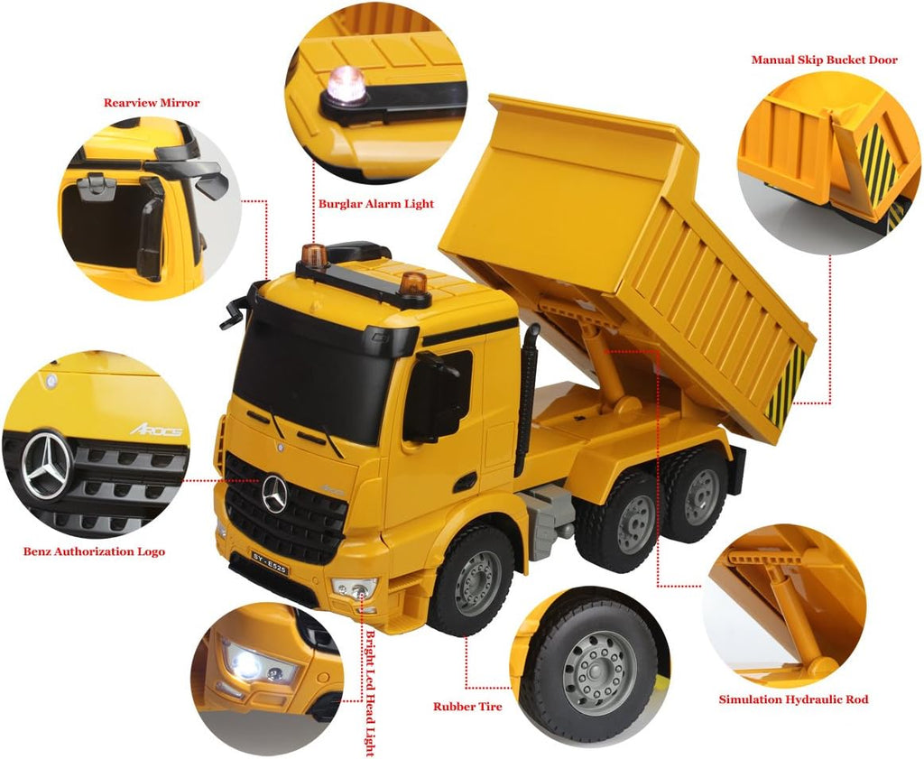 1/20 Scale 6 Channel RC Dump Truck Construction Vehicle Toy with LED Lights E166321