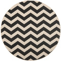 Black Beige Round Indoor/Outdoor Area Rug K3375