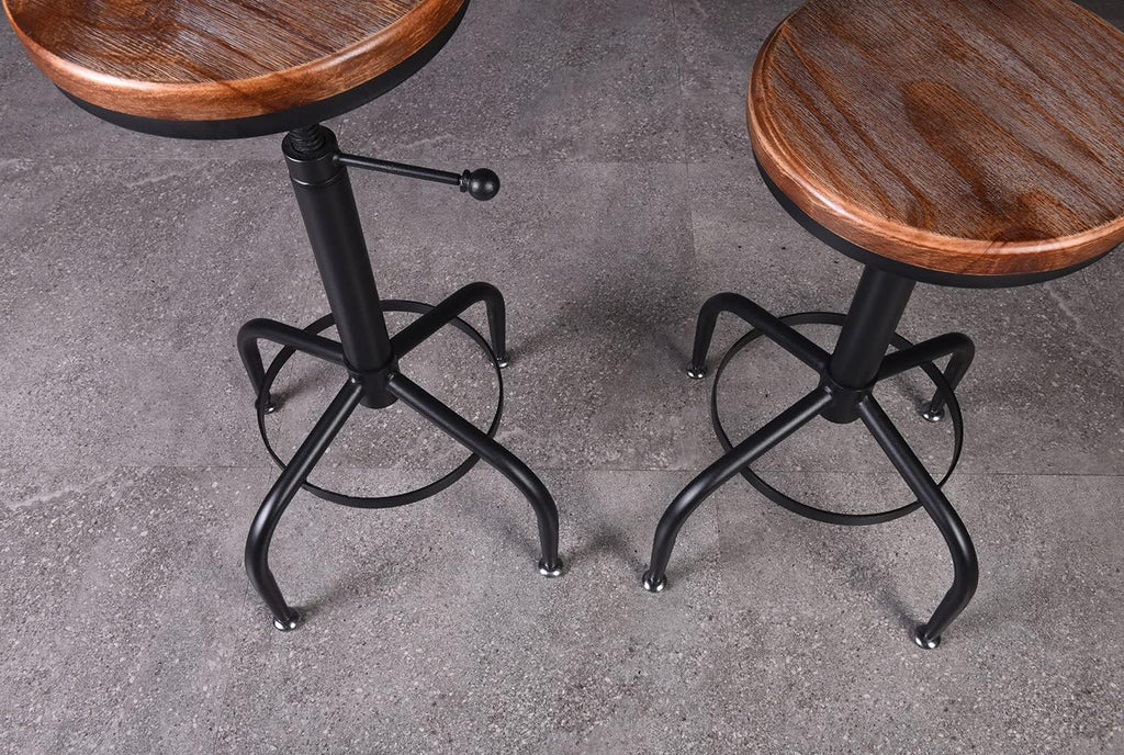 Set of 2 Adjustable Swivel Metal Barstools M7779
