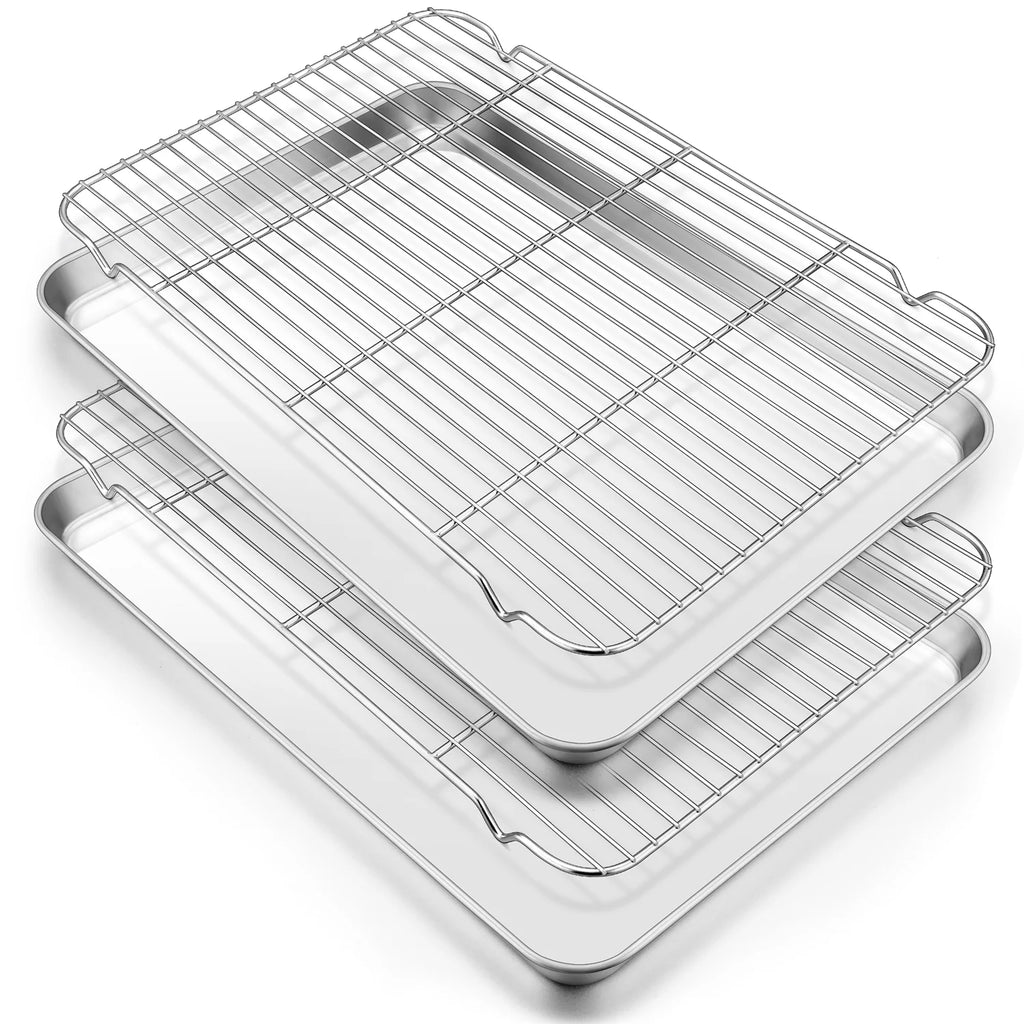 Set of 4 Stainless Steel Baking Sheet and Rack T520