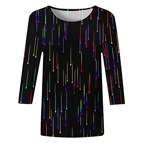 Summer Outfits for Women Casual Fashion Printing Crew Neck Three Quarter Sleeve V481573