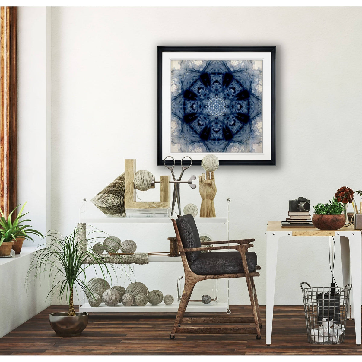 Indigo Framed Giclee Print 38x38 R3605