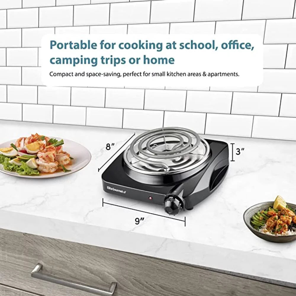 Black Single Coiled Electric Hot Plate P1937