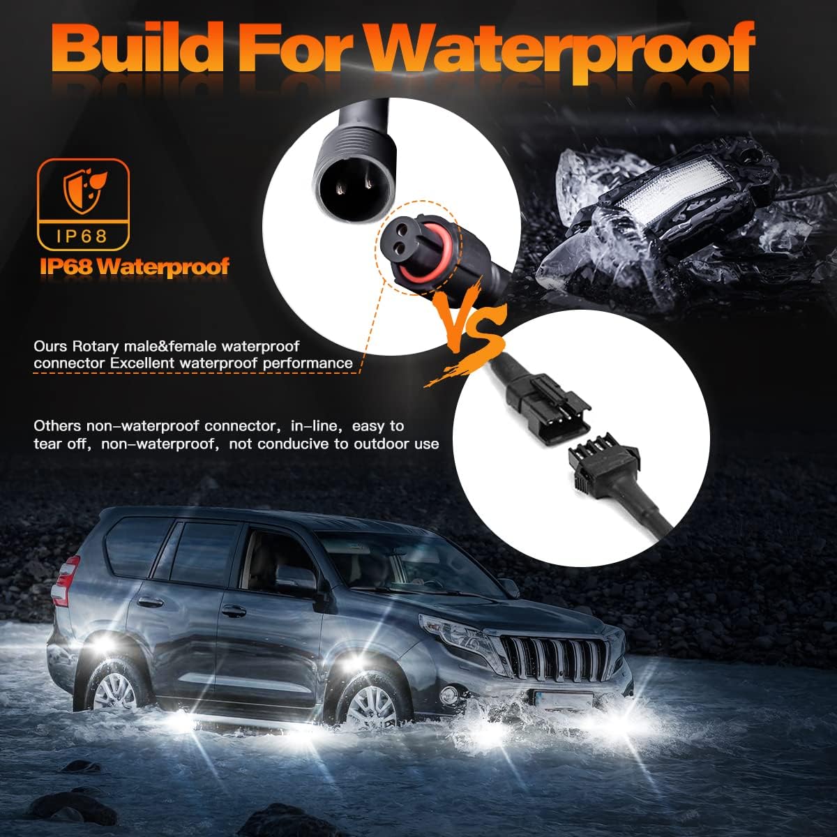 4Pods LED Rock Lights Kit with Switch Wire Harness E8500
