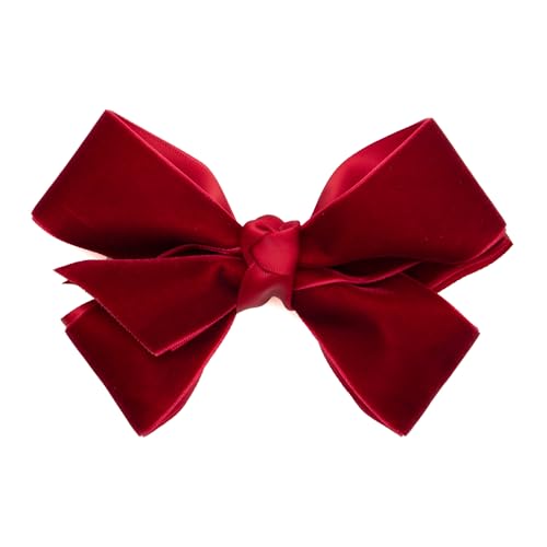 Velvet Hair Bows with a Knot Wrap Center on a Clip, 6 Inch, Red U837837