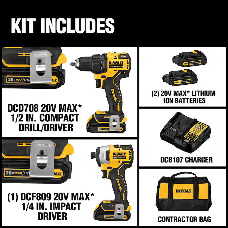Cordless Brushless Hammer Drill Impact 2 Tool Combo Kit J12768