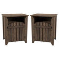 Rustic Wood Storage End Table Set of 2 I6159