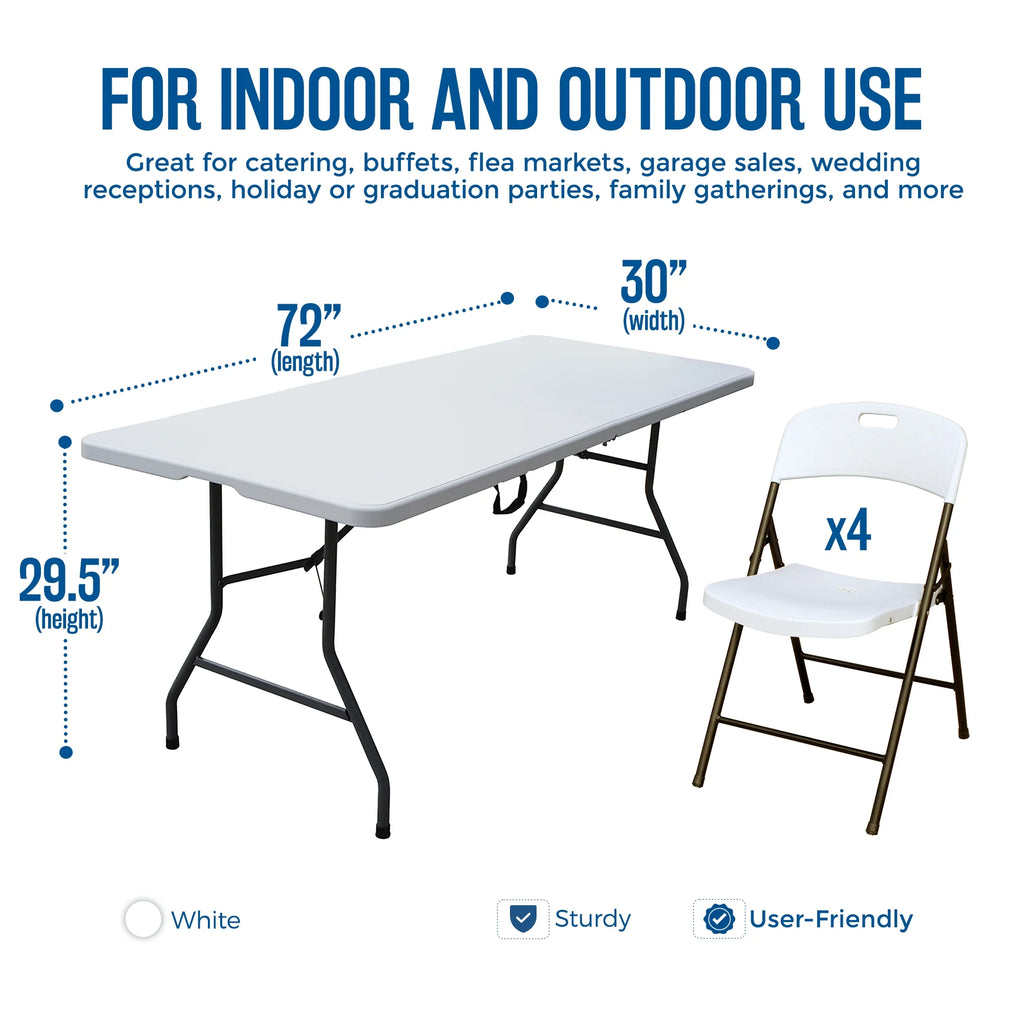 6' Folding Banquet Table & Folding Chairs (4 Pack) U189736