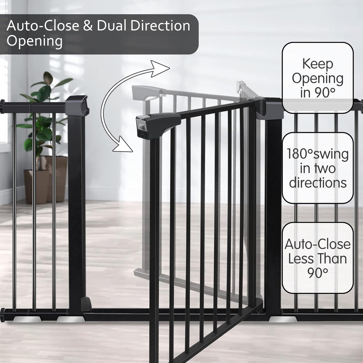 Extra Wide Auto-Close Walk Thru Baby Gate R385296