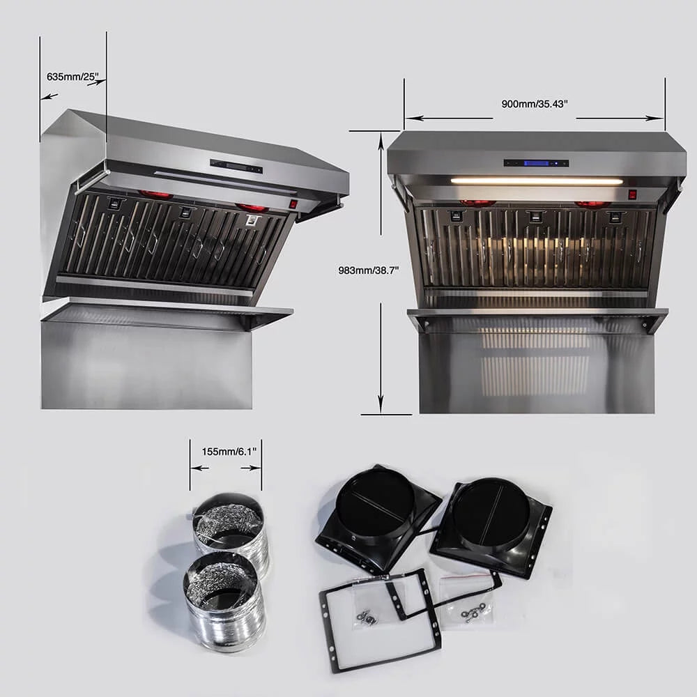 36 inch Stainless 1200 CFM Wall Mount Range Hood J1612