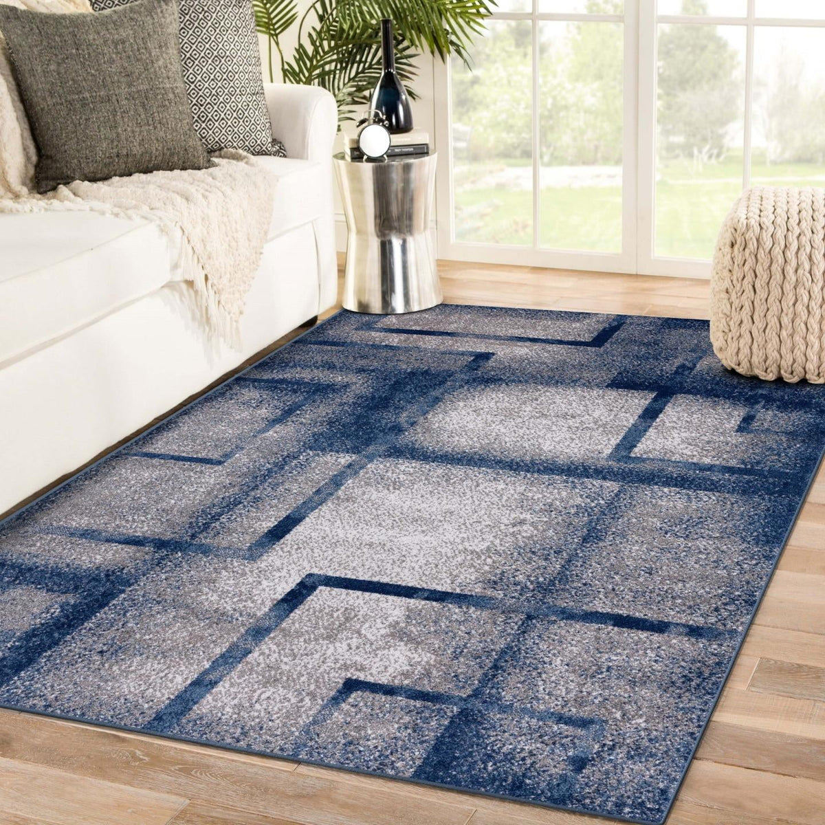 Blue 8x10 Geometric Area Rug U33518
