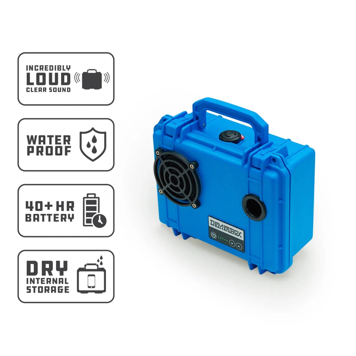 Blue Waterproof Rugged Outdoor Speaker with USB Charging V6174