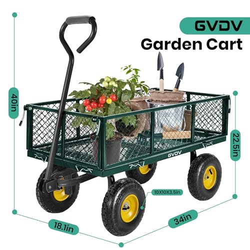 Heavy Duty Steel Folding Utility Wagon with Removable Sides and 10" All-Terrain Wheels F1907