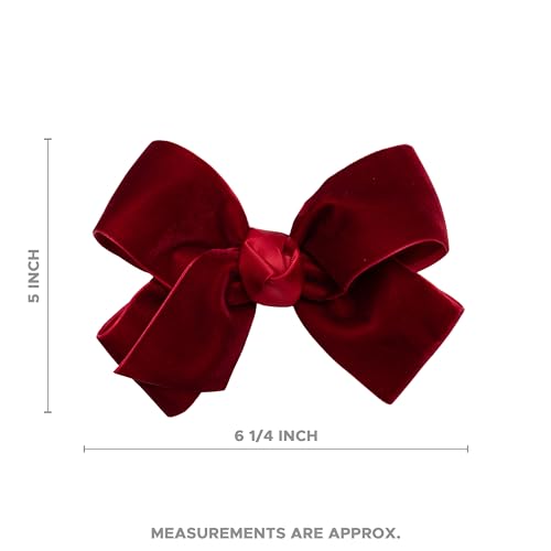 Velvet Hair Bows with a Knot Wrap Center on a Clip, 6 Inch, Red U837837