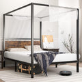 Black Metal Canopy Platform Bed Frame, Full Size Q979750